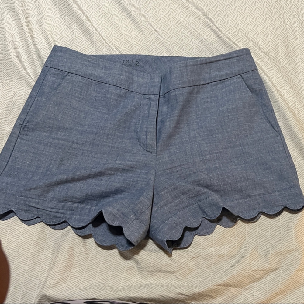 Talbots High Waist Blue Scalloped Shorts